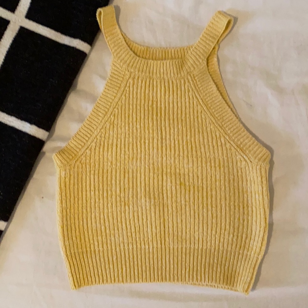 Forever 21 Yellow Knit Crop Top